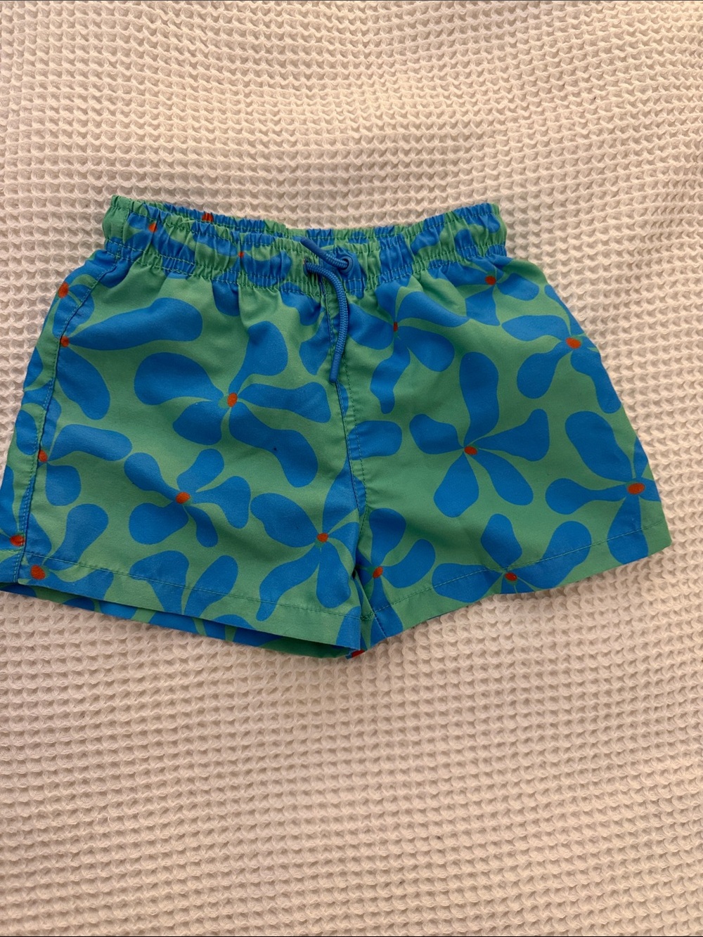 Zara Green and Blue Floral Print Swim Shorts